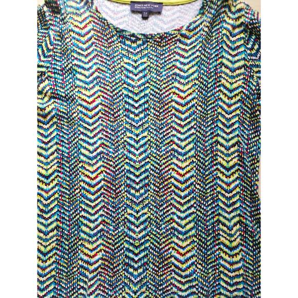 TOP/BLOUSE-JONES NEW YORK-Multi Color Chevron Pattern-Long Sleeve-Cotton-P-L - Picture 3 of 11